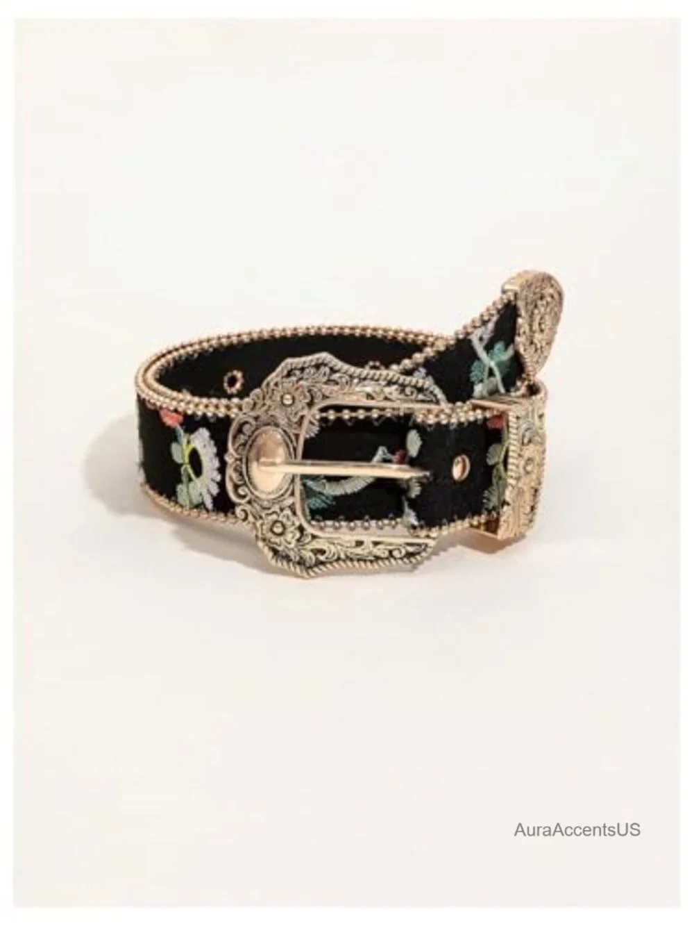 Women's Boho Belt Floral Embroidery Western Country Concho Cowgirl Belt Vintage
